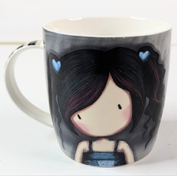 Gorjuss Santoro Mug Lost For Words 2012 Vintage Rare Goth Girl Gloves Blue Black - Picture 2 of 7